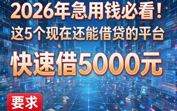 2026年急用钱必看！这5个现在还能借贷的平台，快速借5000元