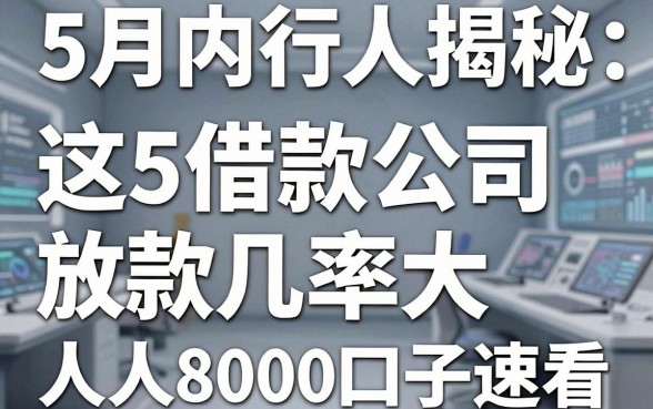 5月内行人揭秘:这5家借款公司放款几率大,人人8000口子速看!