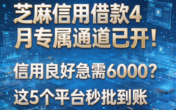 芝麻信用借款4月专属通道已开!信用良好急需6000?这5个平台秒批到账