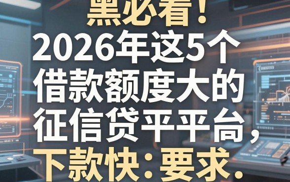 黑必看！2026年这5个借款额度大的网贷平台，征信要求不高下款快