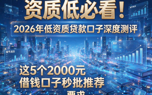 资质低必看!2026年低资质贷款口子深度测评,这5个2000元借钱口子秒批推荐