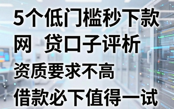 5个低门槛秒下款网贷口子评析,资质要求不高,借款必下值得一试