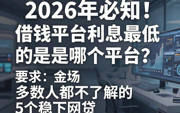 2026年必知!借钱平台利息最低的是哪个平台?多数人都不了解的5个稳下网贷