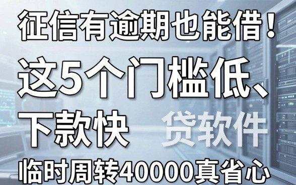 征信有逾期也能借!这5个门槛低、下款快的网贷软件,临时周转40000真省心