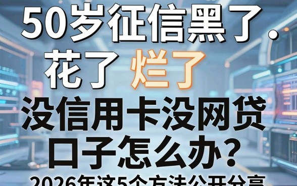 50岁征信黑了、花了、烂了,没信用卡没网贷口子怎么办?2026年这5个方法公开分享!