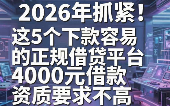 2026年抓紧!这5个下款容易的正规借贷平台,4000元借款资质要求不高