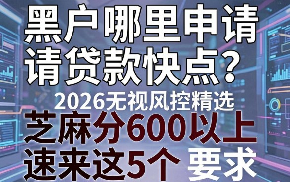 黑户哪里申请贷款快点?2026无视风控精选,芝麻分600以上速来这5个!