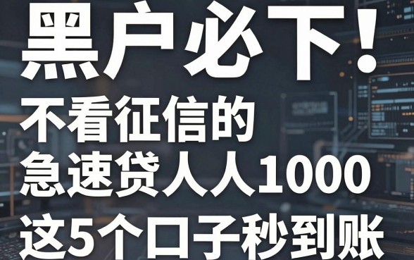 黑户必下!不看征信的急速贷人人1000,这5个口子秒到账!
