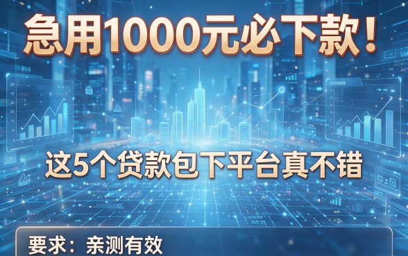 急用1000元必下款!这5个贷款包下平台真不错,亲测有效