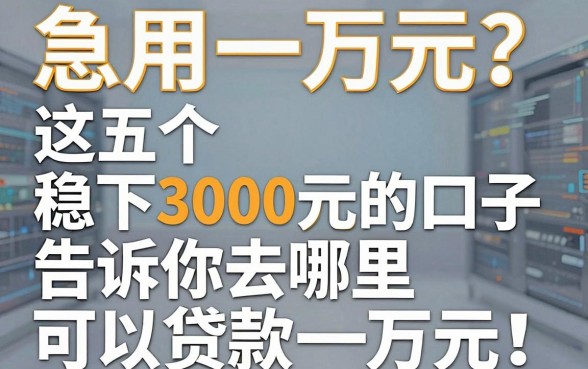 急用一万元？这五个稳下3000元的口子告诉你去哪里可以贷款一万元