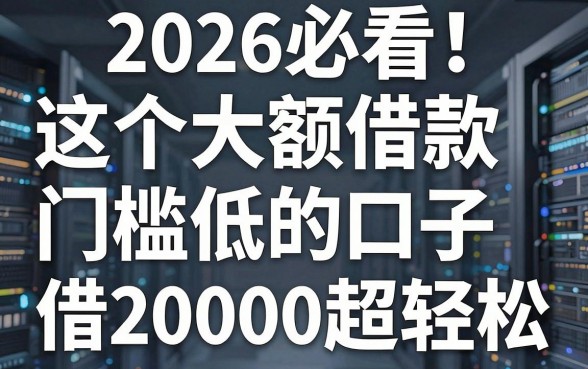 2026必看!这五个大额借款门槛低的口子,借20000超轻松