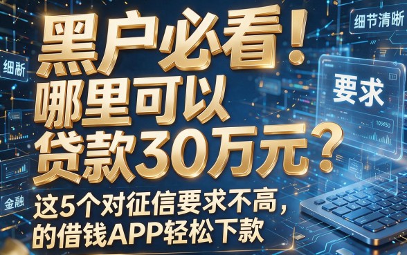 黑户必看!哪里可以贷款30万元?这5个对征信要求不高的借钱APP轻松下款