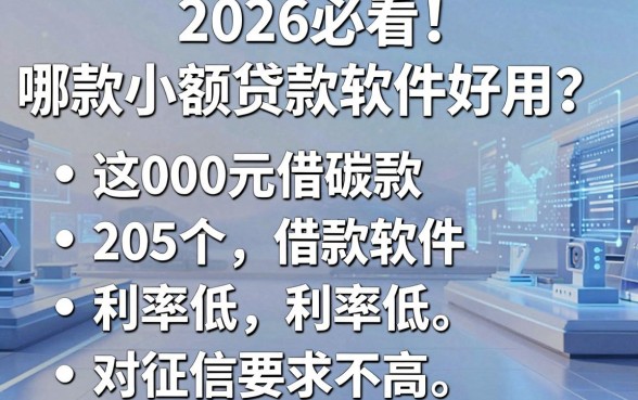 2026必看!哪款小额贷款软件好用?这5个2000元借款软件利率低、对征信要求不高
