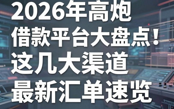 2026年高炮借款平台大盘点！这几大渠道最新汇总速览