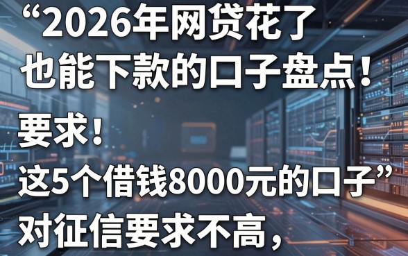 2026年网贷花了也能下款的口子盘点!这5个借钱8000元的口子对征信要求不高