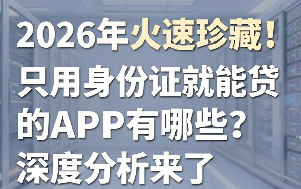 2026年火速珍藏!只用身份证就能贷款的APP有哪些?深度分析来了!