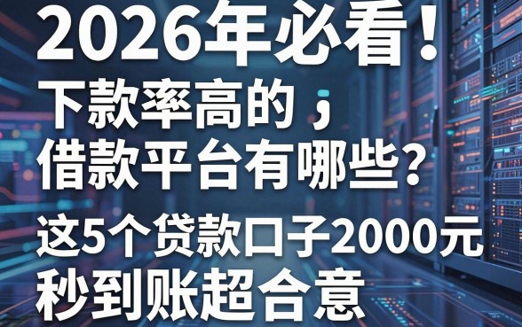 2026年必看!下款率高的借款平台推荐有哪些?这5个贷款口子2000元秒到账超合意