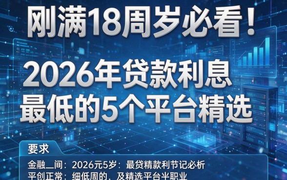 刚满18周岁必看!2026年贷款利息最低的5个平台精选