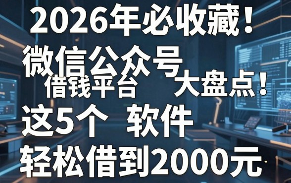 2026年必收藏!微信公众号里借钱平台大盘点:这5个软件轻松借到2000元