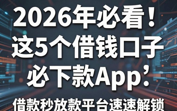 2026年必看!这5个借钱口子必下款App,借款秒放款平台速速解锁!