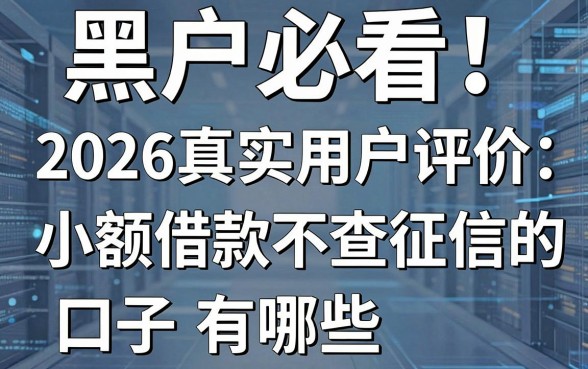 黑户必看！2026真实用户评价：小额借款不查征信的口子有哪些？