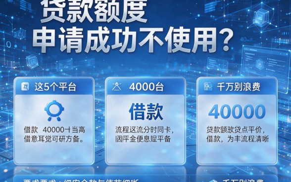 贷款额度申请成功不使用?这5个平台借款40000流程清晰,千万别浪费!