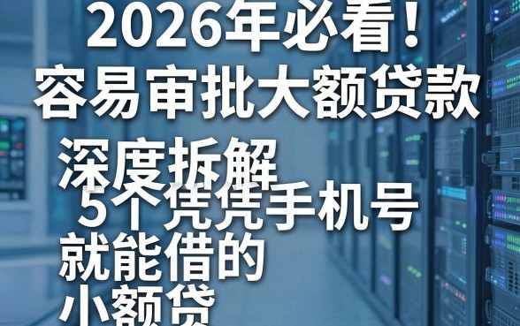 2026年必看!容易审批的大额贷款深度拆解,附5个凭手机号就能借的小额贷