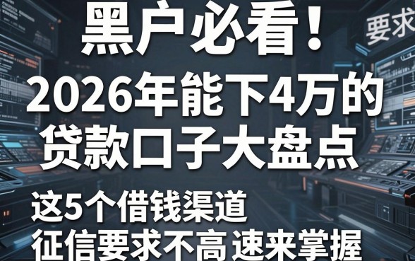 黑户必看!2026年能下4万的贷款口子大盘点,这5个借钱渠道征信要求不高速来掌握