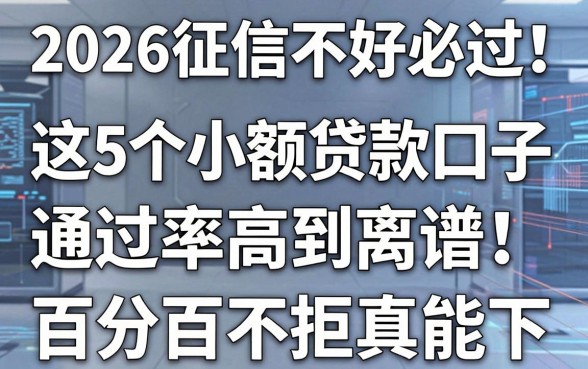 2026征信不好必过!这5个小额贷款口子通过率高到离谱,百分百不拒真能下!