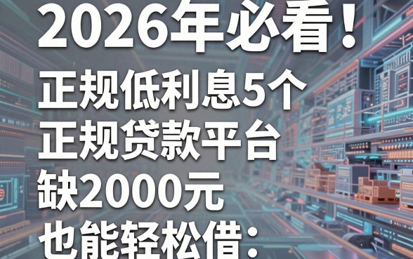 2026年必看！盘点5个正规低利息正规贷款平台，缺2000元也能轻松借！