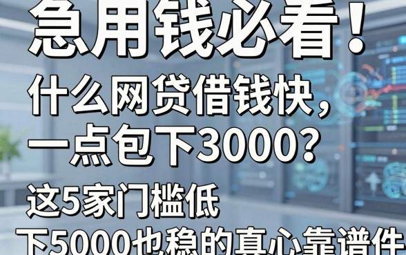 急用钱必看！什么网贷借钱快一点包下3000？这5家门槛低、下5000也稳的借款软件真心靠谱