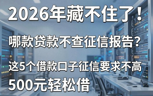 2026年藏不住了!哪款贷款不查征信报告?这5个借款口子征信要求不高,500元轻松借