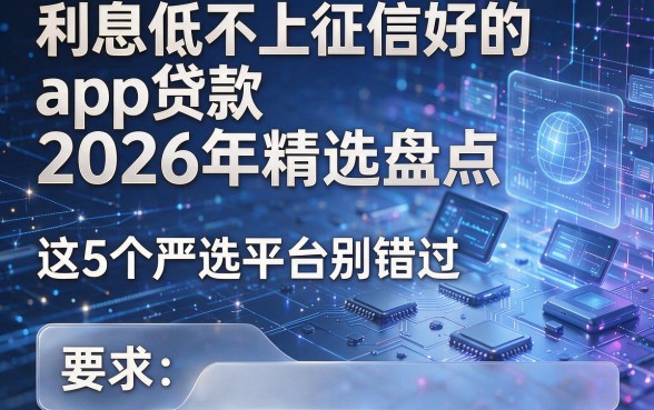 利息低不上征信好的app贷款2026年精选盘点,这5个严选平台别错过