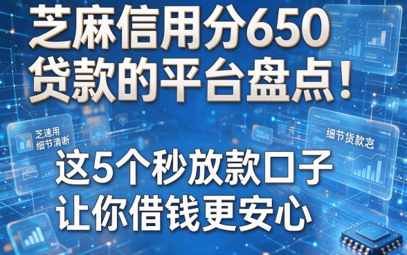 芝麻信用分650贷款的平台盘点！这5个秒放款口子，让你借钱更安心