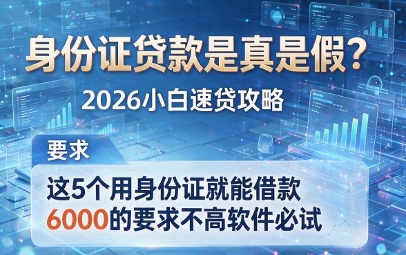 身份证贷款是真是假?2026小白速贷攻略:这5个用身份证就能借款6000的要求不高软件必试!