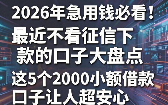 2026年急用钱必看!最近不看征信下款的口子大盘点,这5个2000小额借款口子让人超安心