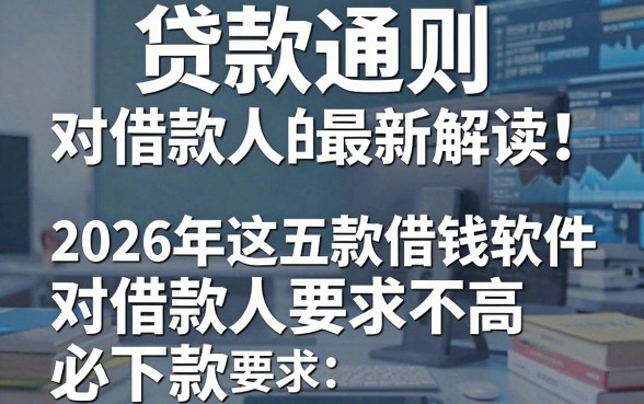 贷款通则对借款人的限制最新解读！2026年这五款借钱软件对借款人要求不高且必下款