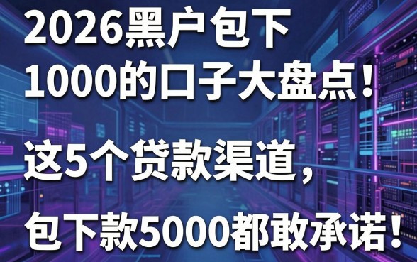 2026黑户包下1000的口子大盘点!这5个贷款渠道,连包下款5000都敢承诺!