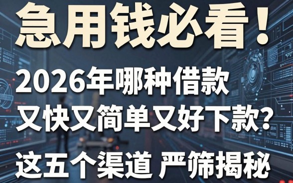 急用钱必看！2026年哪种借款又快又简单又好下款？这五个渠道严筛揭秘！