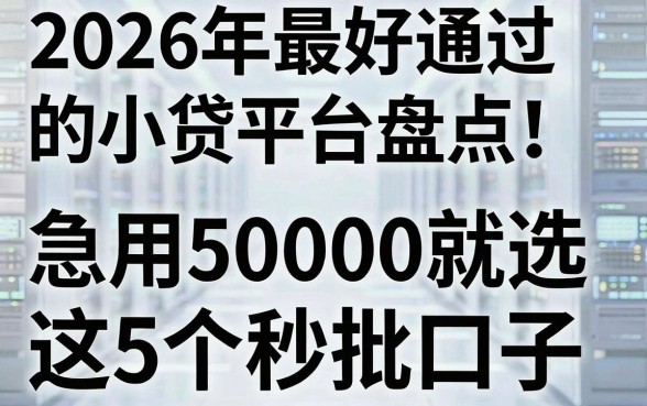 2026年最好通过的小贷平台盘点！急用50000就选这5个秒批口子