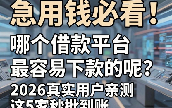 急用钱必看！哪个借款平台最容易下款的呢？2026真实用户亲测这5家秒批到账