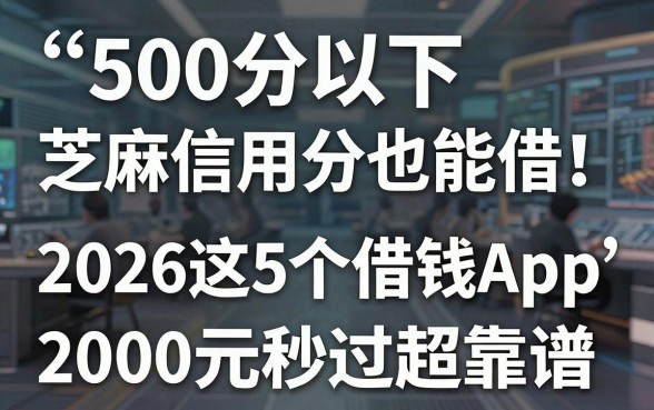 500分以下芝麻信用分也能借!2026这5个借钱App,2000元秒过超靠谱