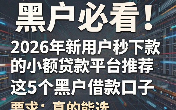 黑户必看!2026年新用户秒下款的小额贷款平台推荐,这5个黑户借款口子真的能选!