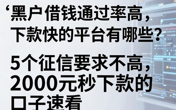 黑户借钱通过率高下款快的平台有哪些？这5个征信要求不高、2000元秒下款的口子速看