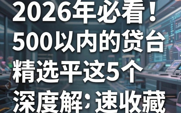 2026年必看!500以内的贷款平台精选这5个,深度解析速收藏!