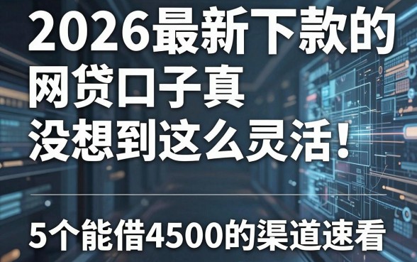 2026最新下款的网贷口子真没想到这么灵活!5个能借4500的渠道速看