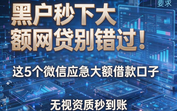 黑户秒下大额网贷别错过!这5个微信应急大额借款口子,无视资质秒到账