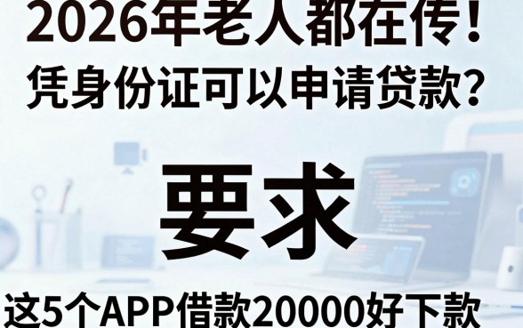 2026年老人都在传!凭身份证可以申请贷款?这5个APP借款20000好下款