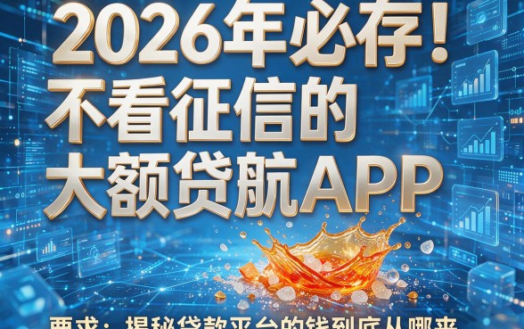 2026年必存!不看征信的大额贷款APP,揭秘贷款平台的钱到底从哪来?