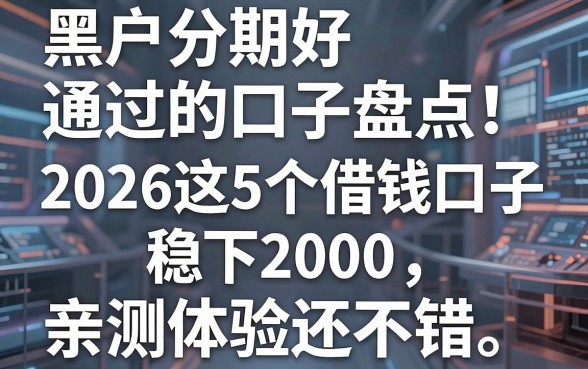 黑户分期好通过的口子盘点!2026这5个借钱口子稳下2000,亲测体验还不错
